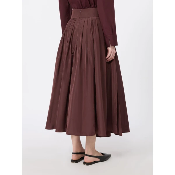 Max Mara Romina Taffeta Pleated Skirt in Bordeaux | Pleated Skirts | Coveti