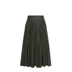 Max Mara Romina Taffeta Pleated Skirt in Dark Green | Pleated Skirts | Coveti