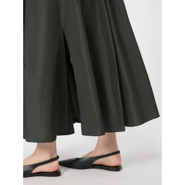 Max Mara Romina Taffeta Pleated Skirt in Dark Green | Pleated Skirts | Coveti