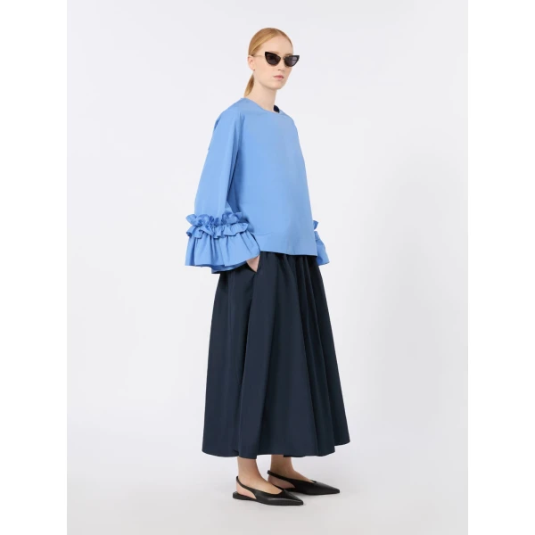 Max Mara Romina Taffeta Pleated Skirt in Ultramarine | Pleated Skirts | Coveti