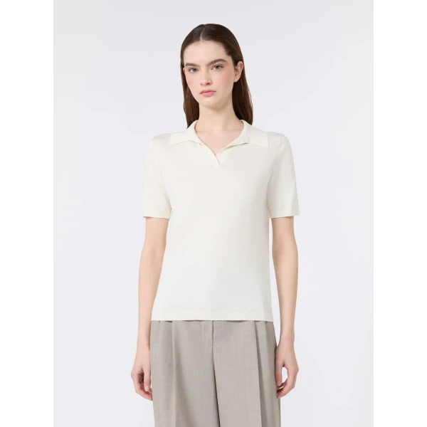 Max Mara Roncolo Silk and Cotton Polo Jumper in Ecru | Sweaters | Coveti