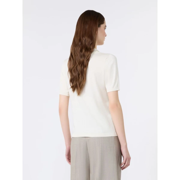 Max Mara Roncolo Silk and Cotton Polo Jumper in Ecru | Sweaters | Coveti