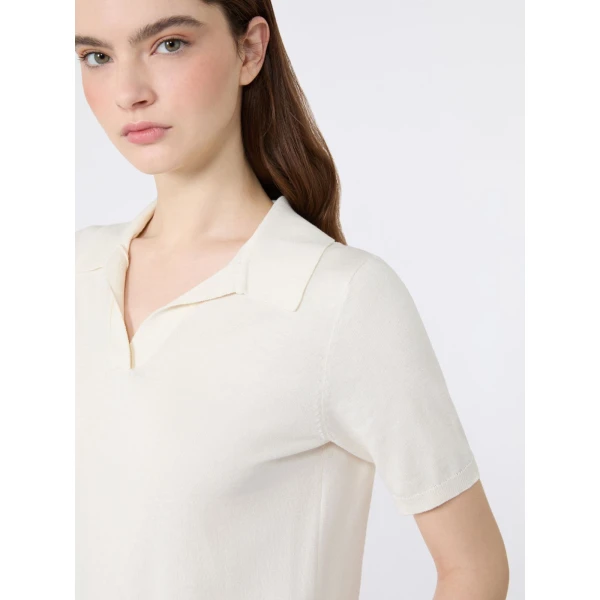 Max Mara Roncolo Silk and Cotton Polo Jumper in Ecru | Sweaters | Coveti
