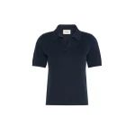 Max Mara Roncolo Silk and Cotton Polo Jumper in Navy | Sweaters | Coveti