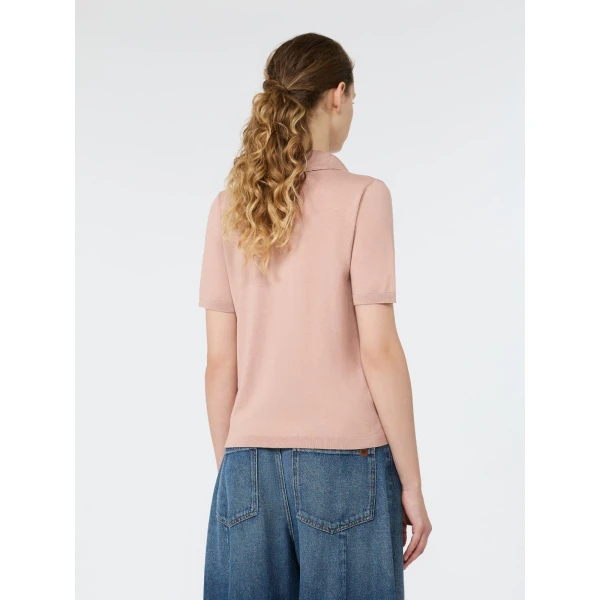 Max Mara Roncolo Silk and Cotton Polo Jumper in Pink | Sweaters | Coveti