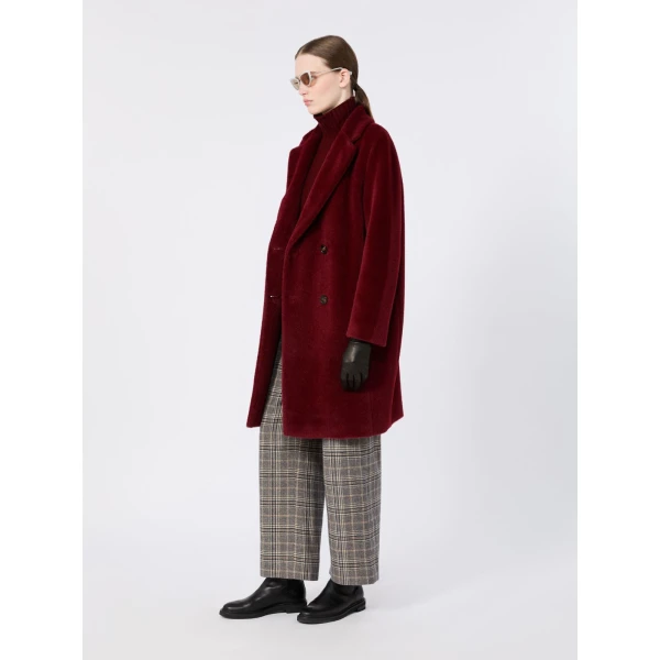 Max Mara Roseto Alpaca and Wool Midi Coat in Bordeaux | Wool Coat | Coveti