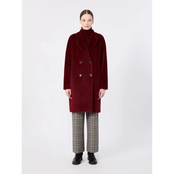 Max Mara Roseto Alpaca and Wool Midi Coat in Bordeaux | Wool Coat | Coveti