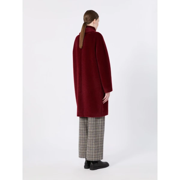 Max Mara Roseto Alpaca and Wool Midi Coat in Bordeaux | Wool Coat | Coveti
