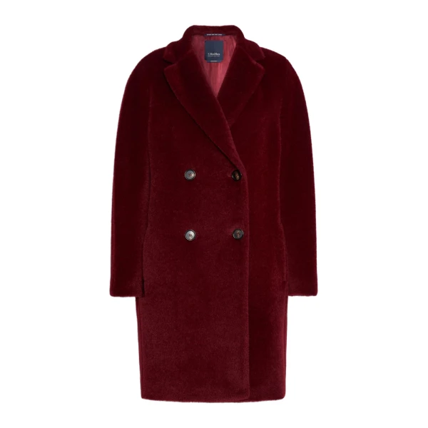 Max Mara Roseto Alpaca and Wool Midi Coat in Bordeaux | Wool Coat | Coveti