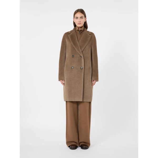Max Mara Roseto Alpaca and Wool Midi Coat in Honey | Wool Coat | Coveti