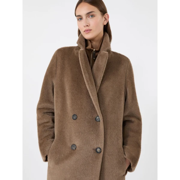 Max Mara Roseto Alpaca and Wool Midi Coat in Honey | Wool Coat | Coveti