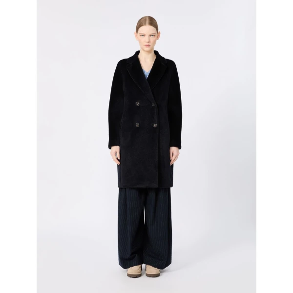 Max Mara Roseto Alpaca and Wool Midi Coat in Midnight Blue | Wool Coat | Coveti