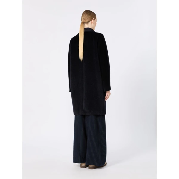 Max Mara Roseto Alpaca and Wool Midi Coat in Midnight Blue | Wool Coat | Coveti