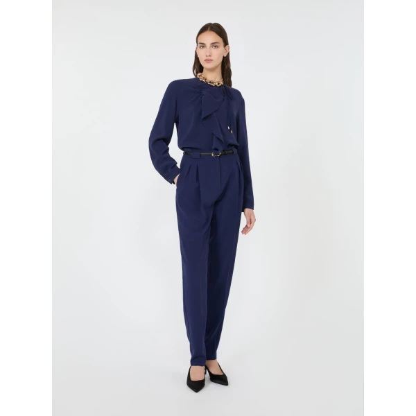 Max Mara Rotondo Cady Blouse in Navy | Blouse | Coveti