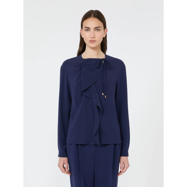 Max Mara Rotondo Cady Blouse in Navy | Blouse | Coveti