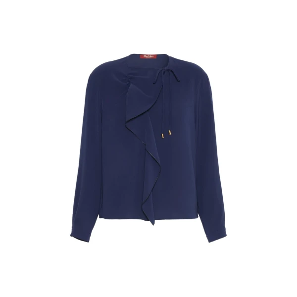 Max Mara Rotondo Cady Blouse in Navy | Blouse | Coveti