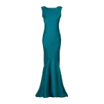 Max Mara Rum Long Envers Satin Gown in Oil Green | Evening Gowns | Coveti