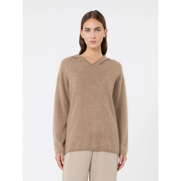 Max Mara Sabine Brushed Cashmere Hoodie in Clay | Sweaters | Coveti