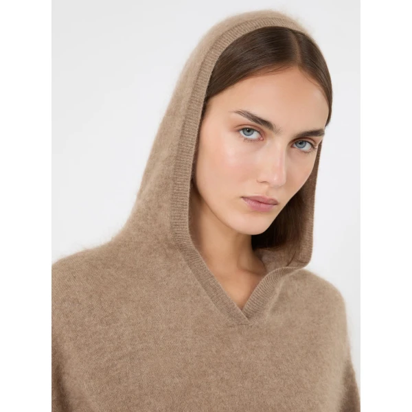 Max Mara Sabine Brushed Cashmere Hoodie in Clay | Sweaters | Coveti