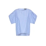 Max Mara Sabrina Cotton Poplin Balloon-Sleeve Blouse in Light Blue | Blouse | Coveti