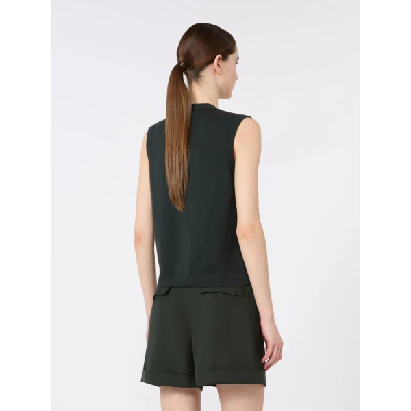 Max Mara Saggio Cotton, Silk and Cashmere Gilet in Dark Green | Sweaters | Coveti