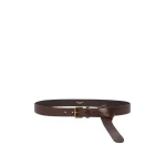 Max Mara Saio Long Leather Belt in Dark Brown | Belts | Coveti