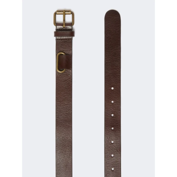 Max Mara Saio Long Leather Belt in Dark Brown | Belts | Coveti