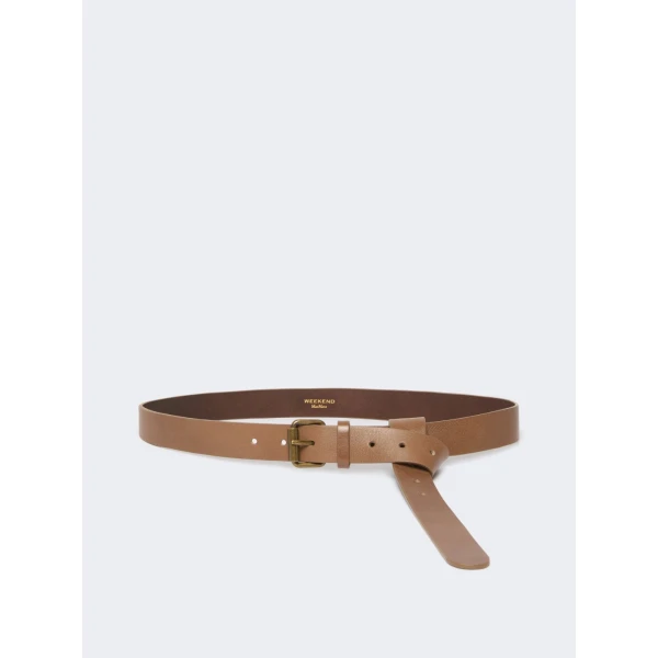Max Mara Saio Long Leather Belt in Tobacco | Belts | Coveti