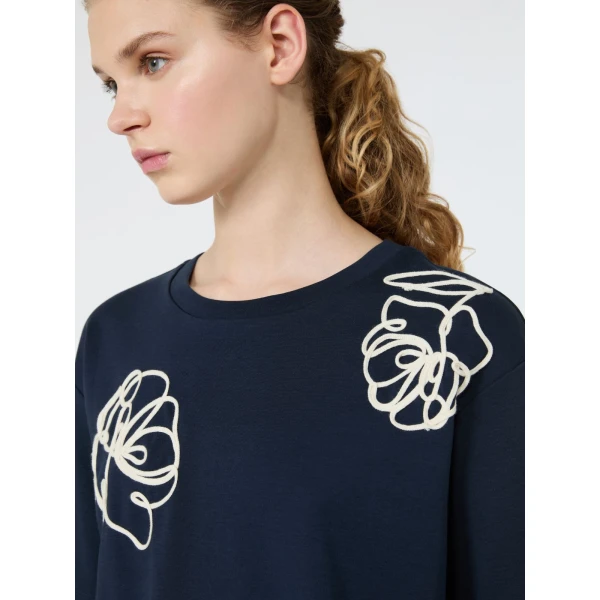 Max Mara Sala Boxy Cotton T-Shirt in Navy | T-shirts | Coveti