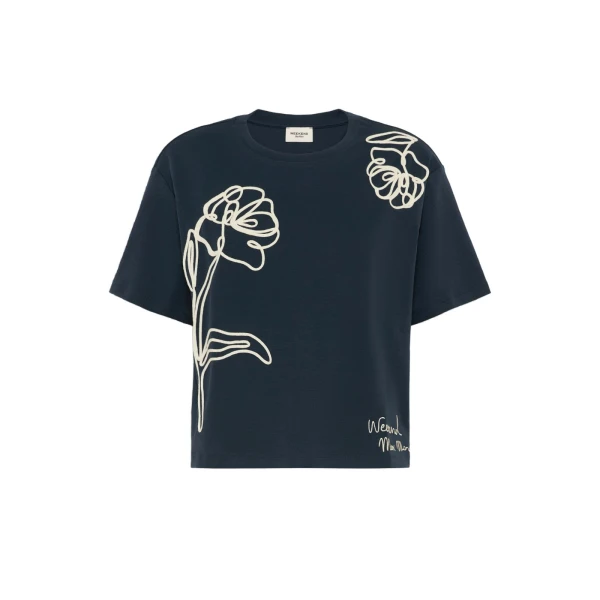Max Mara Sala Boxy Cotton T-Shirt in Navy | T-shirts | Coveti