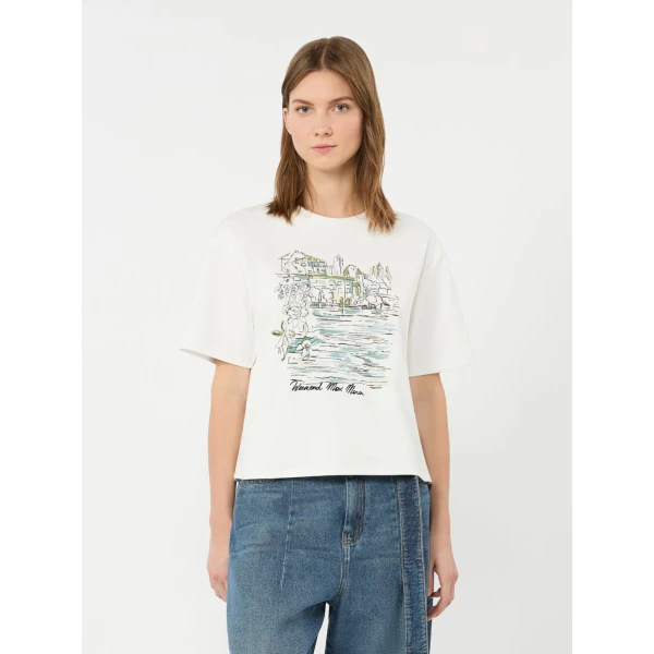 Max Mara Sala Boxy Cotton T-Shirt in White | T-shirts | Coveti