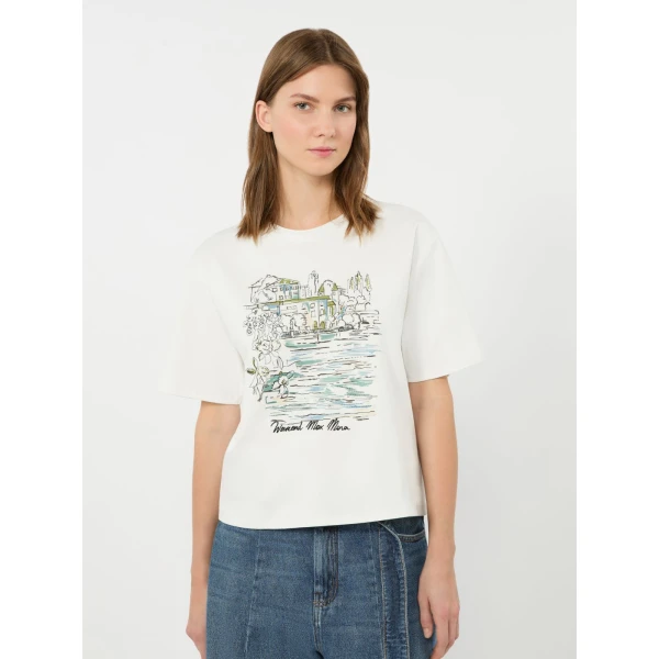 Max Mara Sala Boxy Cotton T-Shirt in White | T-shirts | Coveti