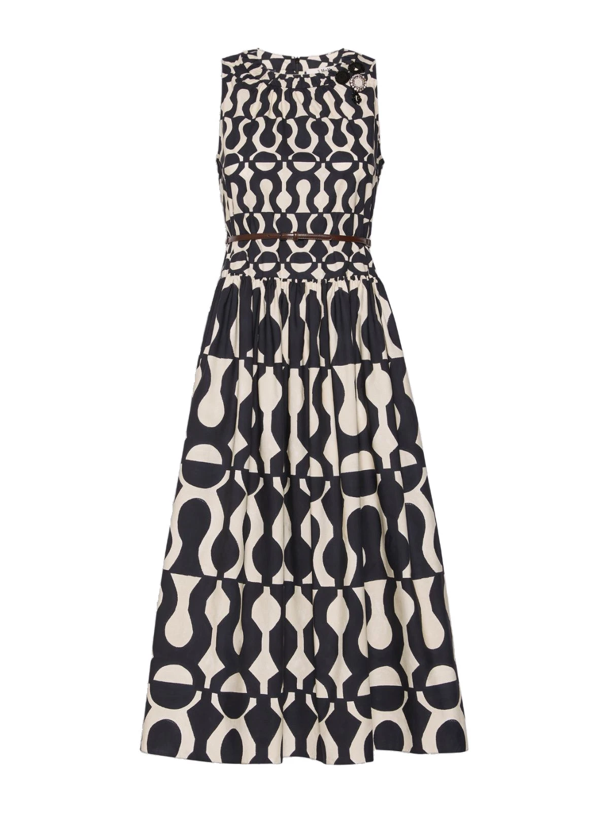 Max Mara Salato Printed Cotton Poplin Dress in Black Max Mara Salato Printed Cotton Poplin Dress in Black | Midi Dresses | Coveti