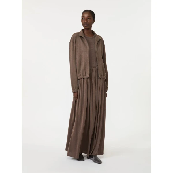 Max Mara Salmone Lyocell and Silk Jersey T-Shirt in Mud | T-shirts | Coveti