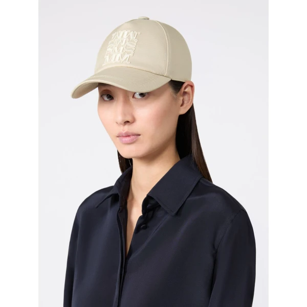 Max Mara Salmone Water-Repellent Gabardine Baseball Cap in Stone Grey | Hats | Coveti
