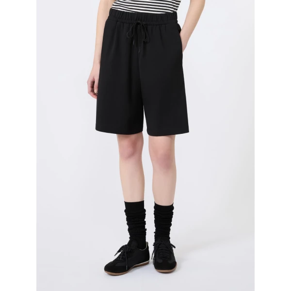 Max Mara Salpa Milano Knit Jersey Bermuda Shorts in Black | Shorts | Coveti