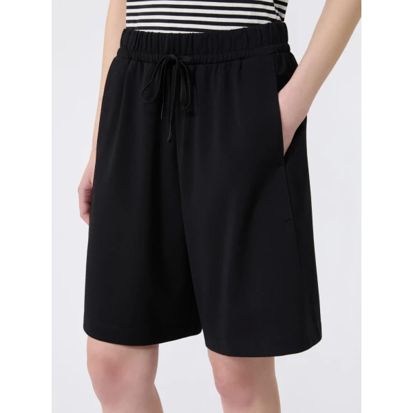 Max Mara Salpa Milano Knit Jersey Bermuda Shorts in Black | Shorts | Coveti