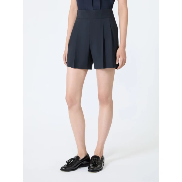Max Mara Salute Lightweight Woollen Cloth Shorts in Ultramarine | Shorts | Coveti