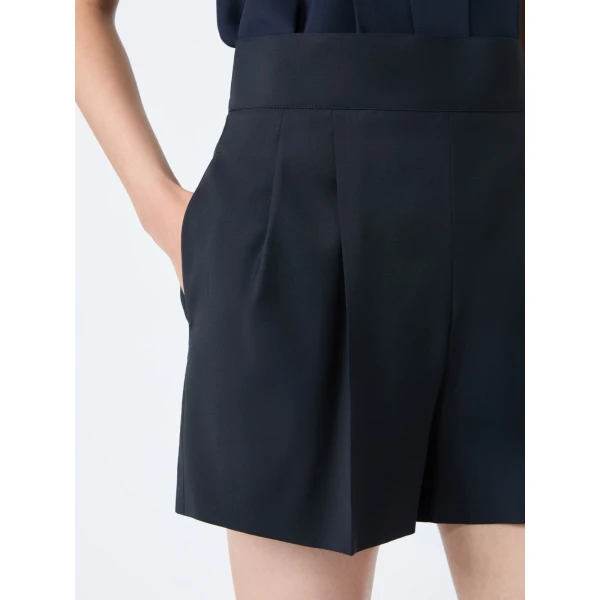 Max Mara Salute Lightweight Woollen Cloth Shorts in Ultramarine | Shorts | Coveti