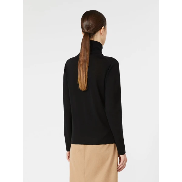 Max Mara Saluto Wool Polo-Neck Sweater in Black | Turtlenecks | Coveti