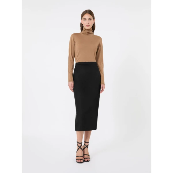Max Mara Saluto Wool Polo-Neck Sweater in Camel | Turtlenecks | Coveti
