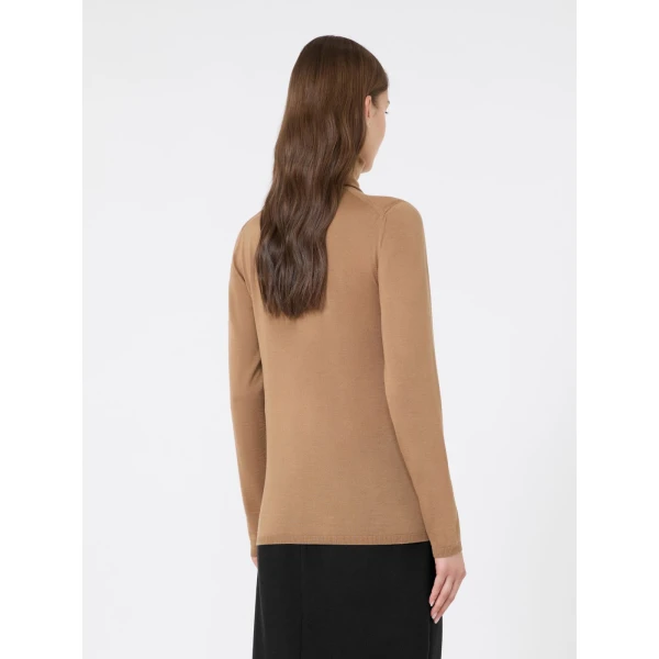 Max Mara Saluto Wool Polo-Neck Sweater in Camel | Turtlenecks | Coveti