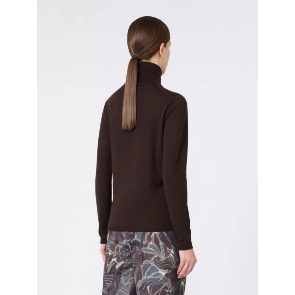 Max Mara Saluto Wool Polo-Neck Sweater in Dark Brown | Turtlenecks | Coveti