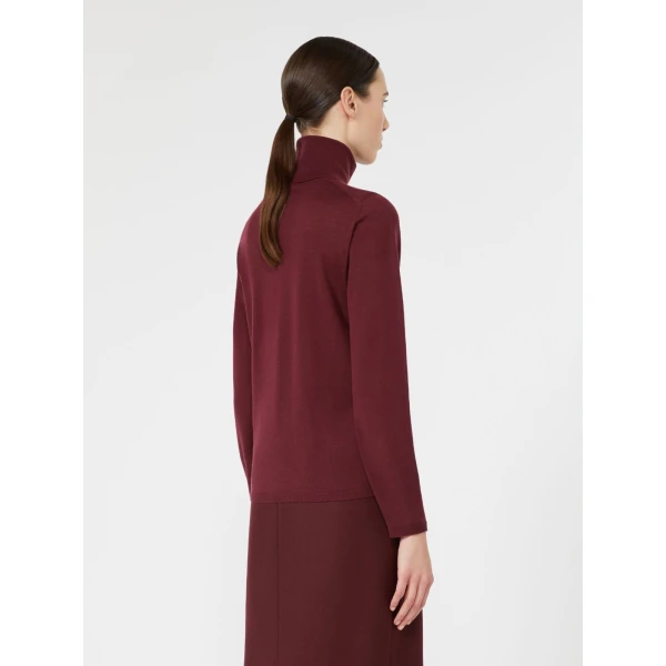 Max Mara Saluto Wool Polo-Neck Sweater in Red Purple | Turtlenecks | Coveti