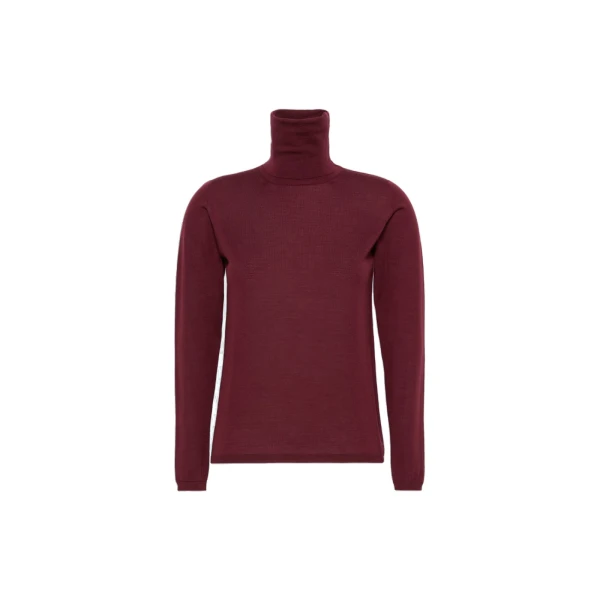Saluto Wool Polo-Neck Sweater in Red Purple