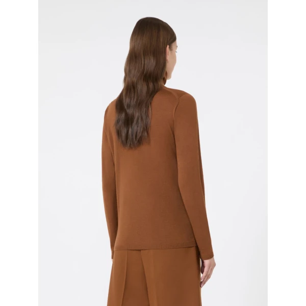 Max Mara Saluto Wool Polo-Neck Sweater in Tobacco | Turtlenecks | Coveti
