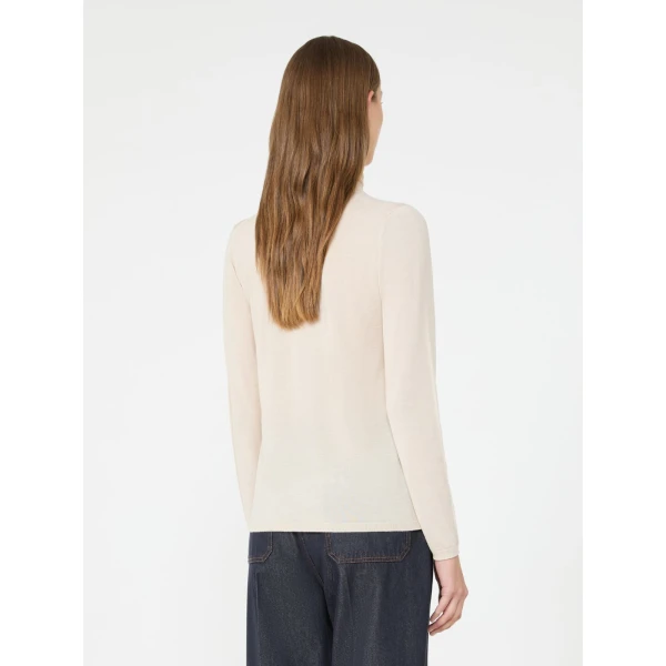 Max Mara Saluto Wool Polo-Neck Sweater in White | Turtlenecks | Coveti