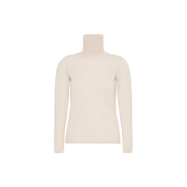 Saluto Wool Polo-Neck Sweater in White