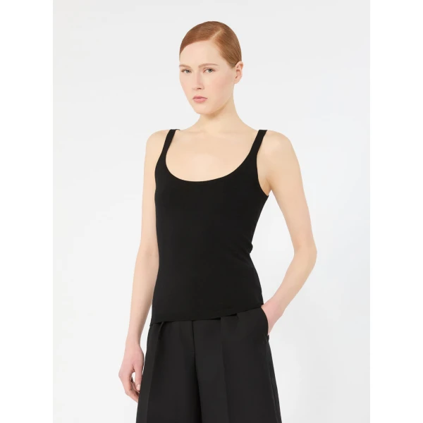Max Mara Salvo Sleeveless Wool Yarn Sweater in Black | Sweaters | Coveti