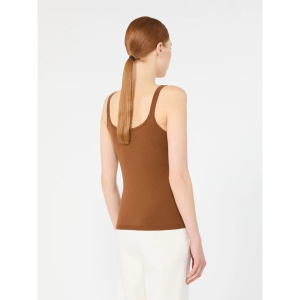 Max Mara Salvo Sleeveless Wool Yarn Sweater in Tobacco | Sweaters | Coveti